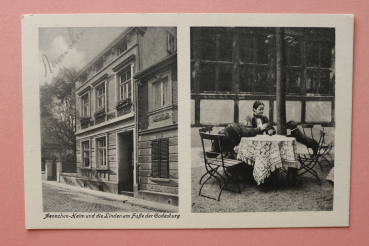 Postcard PC Godesberg Bonn 1915-1930 Aennchen home Linden Dog Dachshound Town architecture NRW